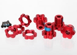 Wheel hubs splined 17mm (red-anodized) (4)/ wheel nuts splined 17mm (red-anodized) (4)/ screw pins 4x13mm (with threadlock) (4)