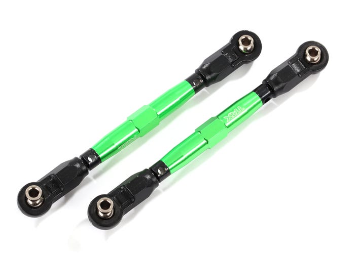 Toe links front (TUBES green-anodized 7075-T6 aluminum stronger than titanium) (88mm) (2)/ rod ends rear (4)/ rod ends front (4)/ aluminum wrench (1)