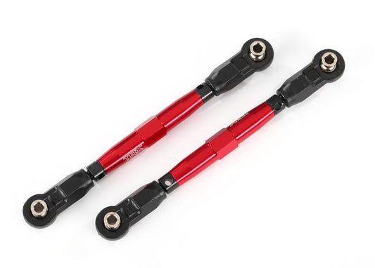 Toe links front (TUBES red-anodized 7075-T6 aluminum stronger than titanium) (88mm) (2)/ rod ends rear (4)/ rod ends front (4)/ aluminum wrench (1)