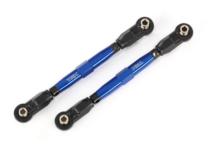 Toe links front (TUBES blue-anodized 7075-T6 aluminum stronger than titanium) (88mm) (2)/ rod ends rear (4)/ rod ends front (4)/ aluminum wrench (1)