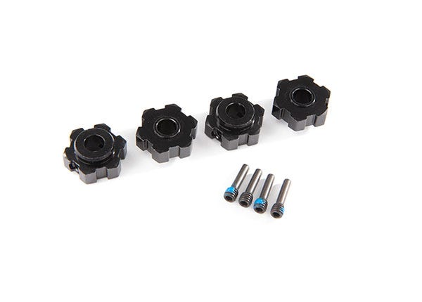 Discontinued - Wheel hubs hex aluminum (black-anodized) (4)/ 4x13mm screw pins (4)