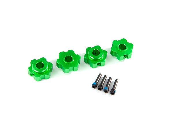 Wheel hubs hex aluminum (green-anodized) (4)/ 4x13mm screw pins (4)