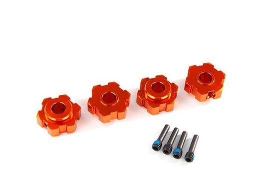 Wheel hubs hex aluminum (orange-anodized) (4)/ 4x13mm screw pins (4)