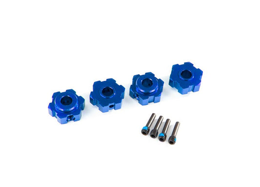 Wheel hubs hex aluminum (blue-anodized) (4)/ 4x13mm screw pins (4)