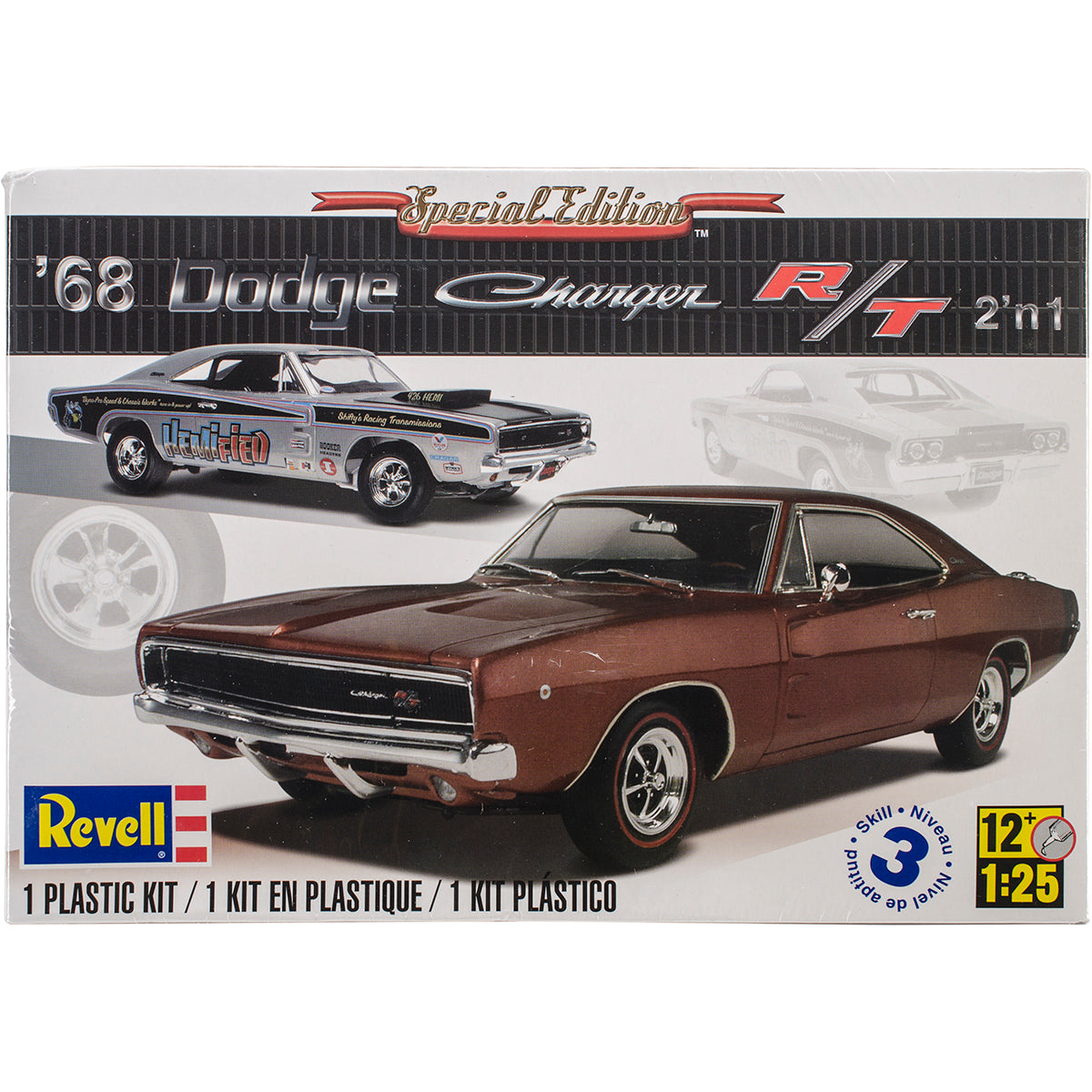 Plastic Model Kit-'68 Dodge Charger 2-In-1 1:25