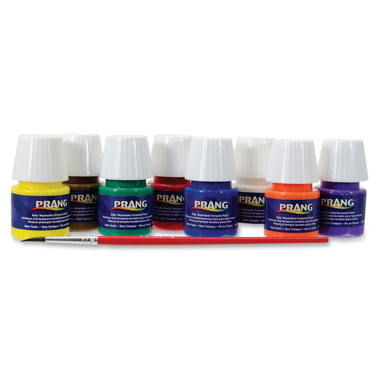 WASHABLE TEMPERA PAINT JAR SET W/BRUSH