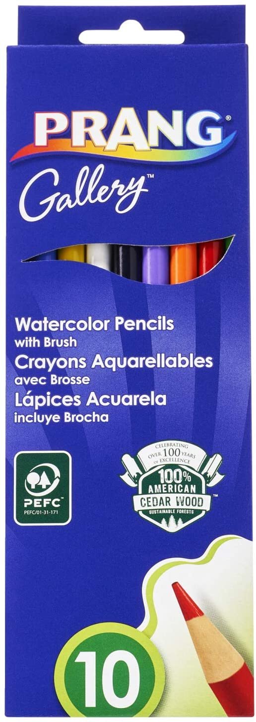 Watercolor Pencils 10 Color Set w/Brush 10 Count