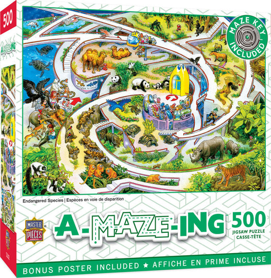 A-Maze-Ing - Endangered Species 500pc Puzzle