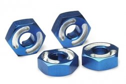 Wheel hubs hex  6061-T6 aluminum (blue) (4)/ axle pins (2.5x10mm) (4)