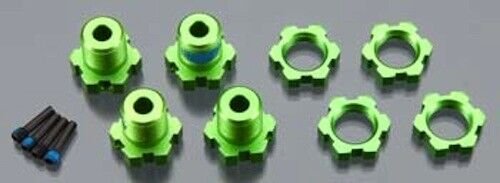 Wheel hubs splined 17mm (green-anodized) (4)/ wheel nuts splined 17mm (blue-anodized) (4)/ screw pins 4x13mm (with threadlock) (4)