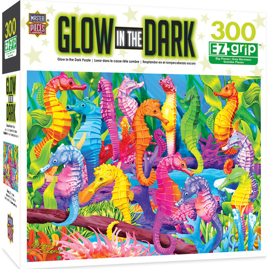 GLOW IN THE DARK SINGING SEAHORSES LARGE 300 PIECE EZGRIP JIGSAW PUZZLE