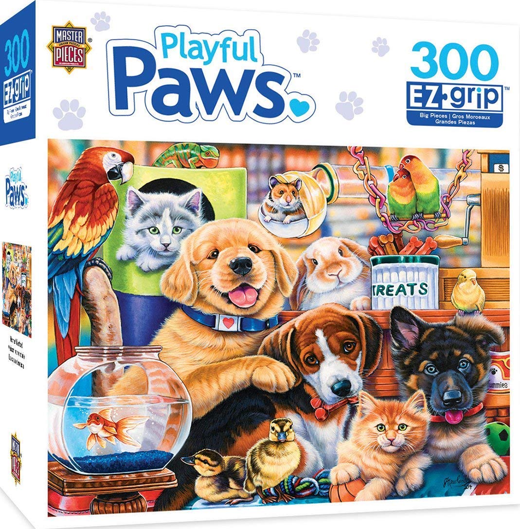 PLAYFUL PAWS HOME WANTED - LARGE 300 PIECE EZGRIP JIGSAW PUZZLE BY JENNY NEWLAND