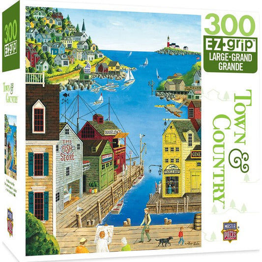 TOWN & COUNTRY A WALK ON THE PIER - LARGE 300 PIECE EZGRIP JIGSAW PUZZLE BY ART POULIN