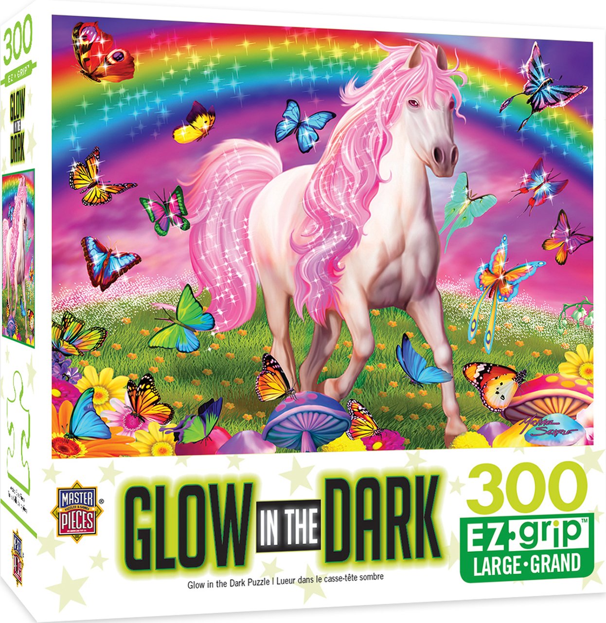 GLOW IN THE DARK RAINBOW WORLD LARGE 300 PIECE EZGRIP JIGSAW PUZZLE