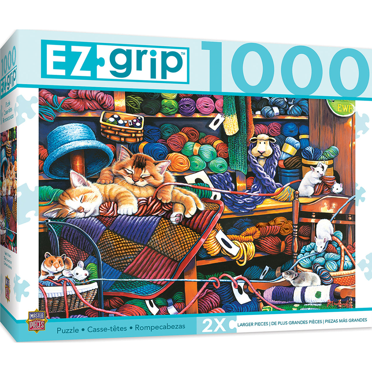 1000PC EZGRIP KNITTIN KITTENS LARGE 1000 PIECE JIGSAW PUZZLE BY JENNY NEWLAND