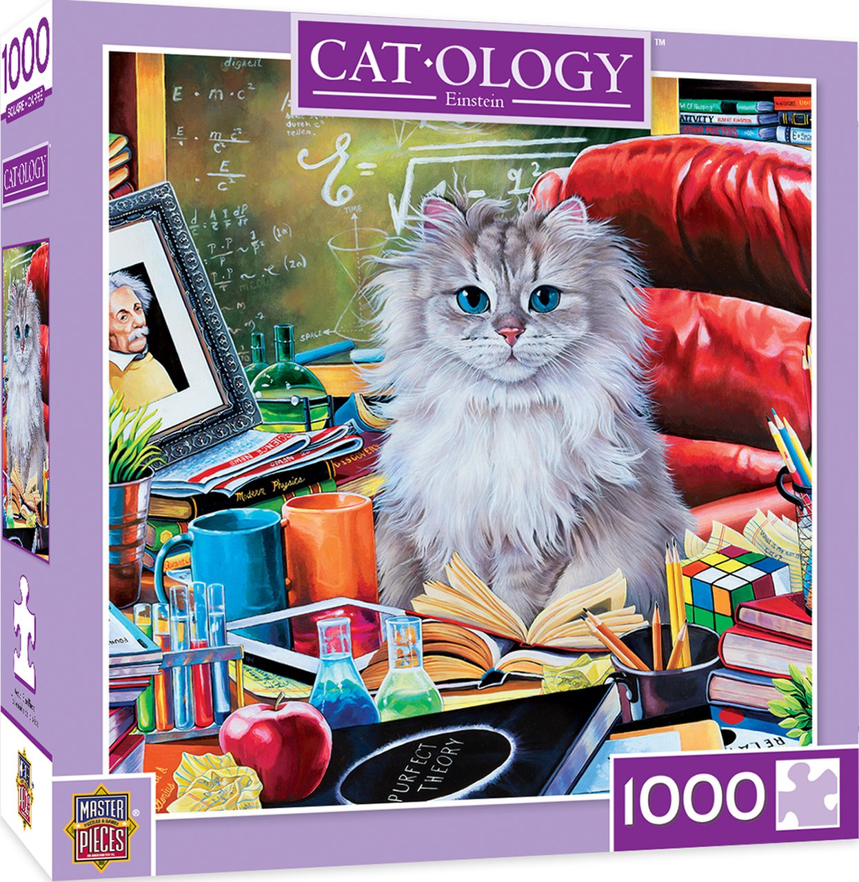 CAT-OLOGY EINSTEIN 1000 PIECE SQUARE JIGSAW PUZZLE BY JENNY NEWLAND