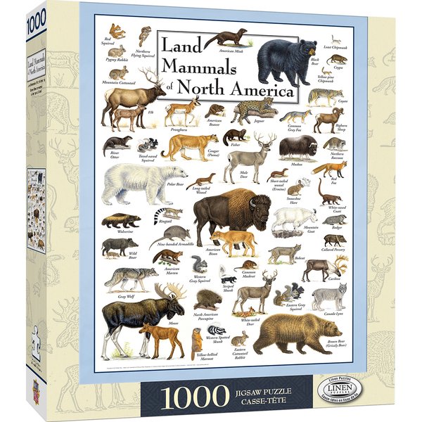 Poster Art - Land Mammals of North America 1000pc Puzzle