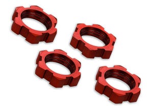 Wheel nuts splined 17mm serrated (red-anodized) (4)