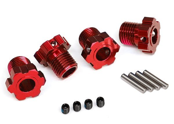 Wheel hubs splined 17mm (red-anodized) (4)/ 4x5 GS (4)/ 3x14mm pin (4)