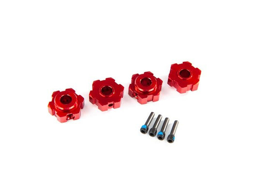 Wheel hubs hex aluminum (red-anodized) (4)/ 4x13mm screw pins (4)